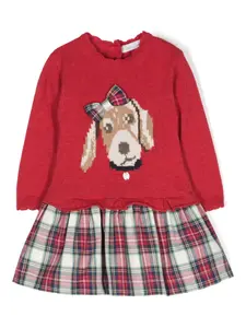 Платье с подолом в клетку тартан Patachou, красный