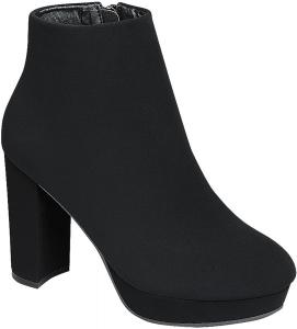 Женские ботильоны на высоком толстом каблуке Forever Link Serlin-66 с боковой молнией, черные