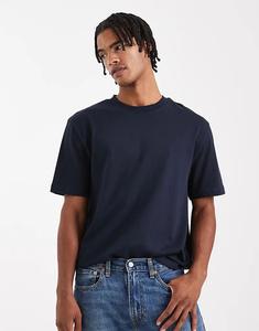 Плотная свободная футболка ASOS DESIGN темно-синего цвета