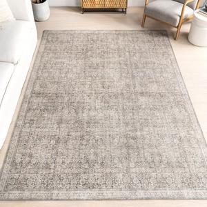 nuLOOM Hillstone Collection ковер, 153 x 244 см, традиционный винтажный медальон с эффектом потертости, плотный и мягкий, прочный поли/джут с низким ворсом без линьки, легко чистится, для гостиной, спальни