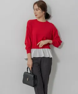 Эластичный прозрачный вязаный пуловер с стыковкой Suite, цвет Red [010]