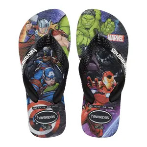 Гав. Детские шлепанцы Kids Top Marvel Ii Black 356 Havaianas, принтованный/черный