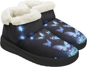 Женские зимние ботинки с искусственным мехом, теплые, с широким носком, прогулочные ботинки, противоскользящие, удобные для улицы, ботильоны на каждый день Chririnla, Blue Butterfly