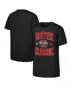 Футболка игрового дня Chicago Blackhawks для мальчиков и девочек постарше, черная, NHL Winter Classic 2025 Outerstuff