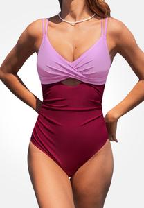 Купальник Cupshe CUTOUT TIE, Dark Purple Pink/Dark Purple