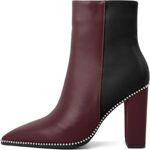 Женские ботильоны Eldof с заостренным носком, отделкой бусинами, массивным каблуком и боковой молнией, 3,5 дюйма