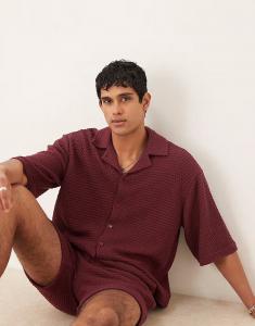 Рубашка свободного кроя с короткими рукавами бордового цвета Asos Design