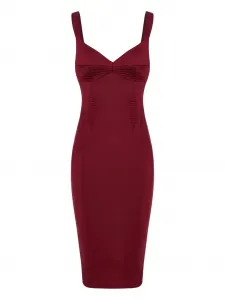 Платье с сердцевидным вырезом и бретелями в дымчатом оттенке Murmur, красный