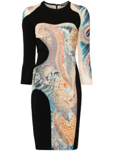 Платье мини с принтом Alexander McQueen, черный