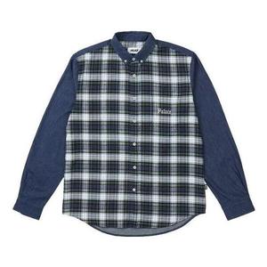Рубашка check panel chambray shirt 'blue' Palace, синий