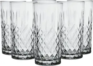 Стаканы для воды Glasmark Krosno, набор из 6 стаканов для лонг-дринков по 300 мл, бокалы для коктейлей, можно мыть в посудомоечной машине, серые с хрустальным эффектом Glasmark KROSNO 1992