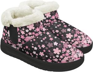 Зимние ботильоны для женщин с меховой подкладкой, теплые зимние ботинки до щиколотки, модная обувь для зимних прогулок на улице Fuojuvelie, Cherry Blossom