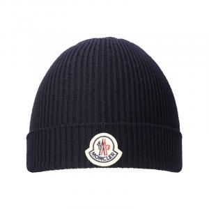 Moncler Шерстяная мужская шапка-бини морской синий, Marine Blue