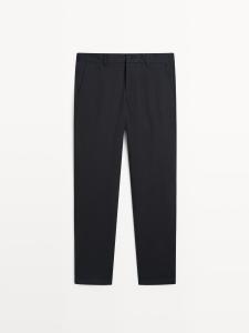 Зауженные брюки из хлопковой смеси Massimo Dutti, темно-синий
