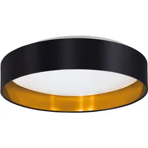 Потолочный светильник LED Maserlo LED-модуль 1 шт. Теплый белый цвет, тканевый абажур Maserlo2 Ø38 x H9 см, LED-плата, текстильный абажур Eglo, черный