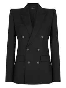 Двубортный шерстяной пиджак TOM FORD, черный