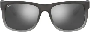 Солнцезащитные очки Ray-Ban RB4165 Justin прямоугольной формы, Rubber Grey on Clear Grey/Grey Mirrored Silver Gradient