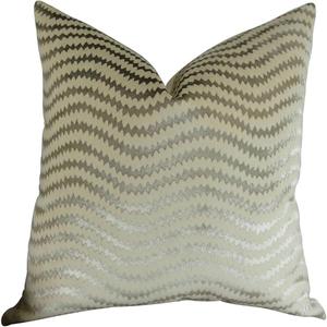 Thomas Collection Декоративная подушка серебристый кремовый бархат узор шеврон Zig Zag Chevron