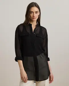 Женская рубашка с длинным рукавом и свободным кроем Lauren Ralph Lauren, черный