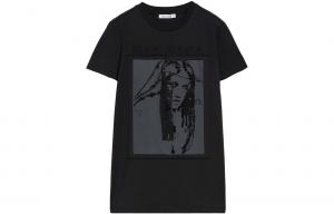 MaxMara Футболка женская черная с круглым вырезом, умеренно прямого кроя