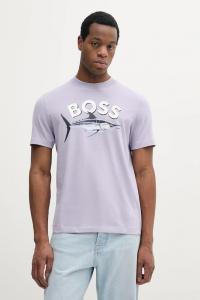 Хлопковая футболка Boss Orange, фиолетовый