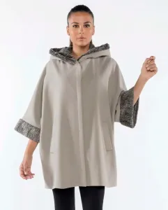 Женский плащ с капюшоном и деталями с эффектом меха Fsh, бежевый