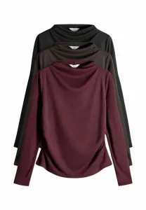 Комплект из 3 топов с длинными рукавами, прямого кроя. The Set, Black/Brown/Taupe