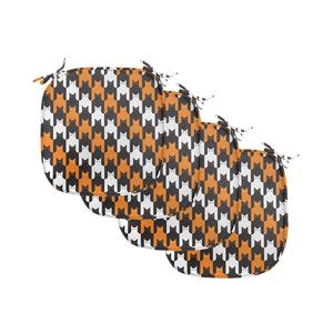 ABAKUHAUS Подушки на обеденный стул для Хэллоуина, узор «кошачья лапка», декоративная водонепроницаемая подушка с ремнями для кухонных сидений, 40 см x 40 см — упаковка из 4 шт., оранжевый, черный, белый