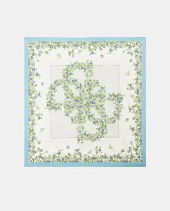 Шарф с цветочным принтом и логотипом Guess, светло-голубой