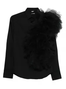 Рубашка с оборками и вставкой из тюля Alchemy, черный