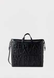 Сумка-Шоппер с вырезанным логотипом Replay, Black/Cambridge Brown