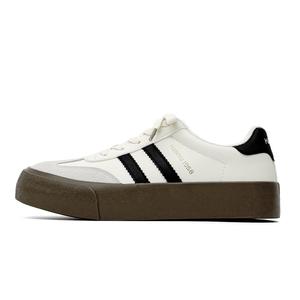 Теплые нескользящие низкие скейтерские кроссовки мужские бежево-черные HUANQIU