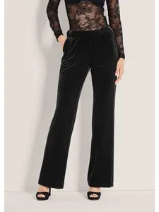 MADELEINE Широкие бархатные брюки с эластичным поясом черного цвета
