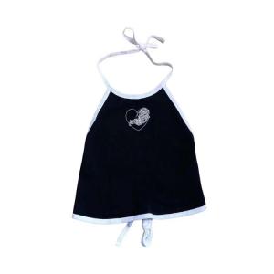 Топ Chrome Hearts Heart Halter Top Black/White, черный