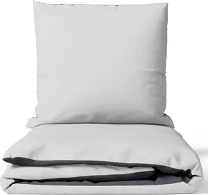 Постельное белье 200x220 см, хлопок, сатин класса люкс 300 TC, гостиничного качества, серое, шелковистое, простое в уходе, двустороннее, с застежкой-молнией leonado vicenti