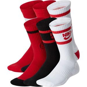 Набор из 6 детских носков Nike на каждый день с мягкой подкладкой Dri-FIT Crew, красный