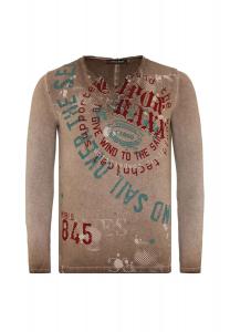 Рубашка с длинными рукавами и крупным принтом спереди CIPO & BAXX, коричневый