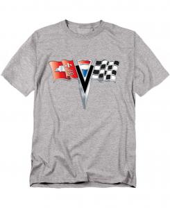 Мужская футболка с эмблемой передней части автомобиля Chevrolet Vette 2-го поколения Corvette, Athletic heather