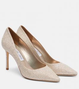 Туфли-лодочки Romy 85 с блестками Jimmy Choo, Light Soft Gold