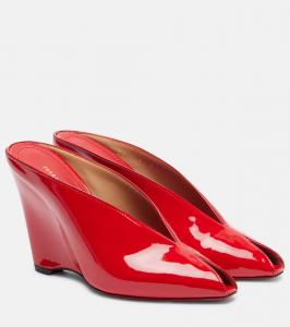 Алисия кожаные мюли Ferragamo, Flame Red-Biscotto-Flame Red