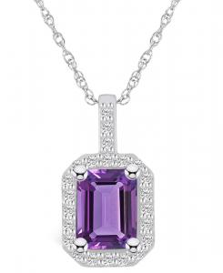 Подвеска-нимб из белого золота 14 карат с аметистами (1,5/8 карата) и бриллиантами (1,25 карата) Macy's, Amethyst