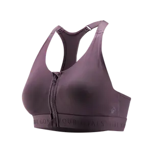 Женская спортивная майка Decathlon с высокой поддержкой и передней застёжкой-молнией кварцевый коричневый