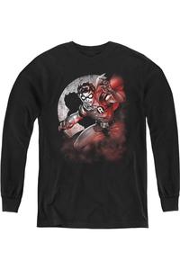 Футболка с длинным рукавом для подростков Batman Robin со светящимся логотипом Gildan, черный