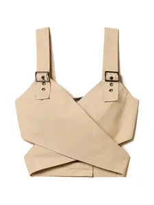 Топ из поплина с пряжкой Twinset, бежевый