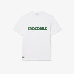 Футболка Lacoste Unisex-Adult с коротким рукавом, свободного кроя, с надписью «крокодил», White