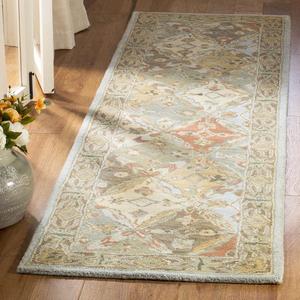 Ковер-дорожка SAFAVIEH, 69 x 427 см, Heritage Collection, Light Blue & Light Brown, ручной работы традиционный восточный из шерсти, идеален для помещений с высокой проходимостью в гостиной, спальне (HG316C)