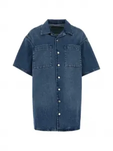 Мини-платье-рубашка свободного кроя с короткими рукавами Alexander Wang, синий