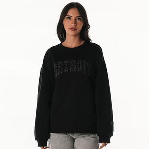 Женский черный свитшот oversized detroit lions rock crystal The Wild Collective