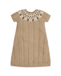 Платье-свитер Hope & Henry Fairisle с кокеткой Hope & Henry, коричневый