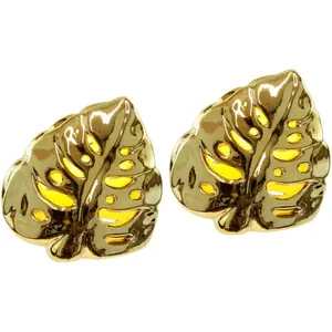 И.ГЕ.А. Декоративная фигурка "Светодиодный декоративный лист из керамики", декоративный предмет-статуя, подарочный набор из 2 шт., серебро I.Ge.A., золотой